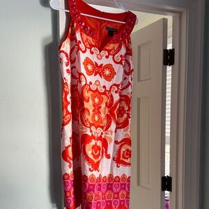 Jessica Howard Red and Pink Patterned Mini Dress